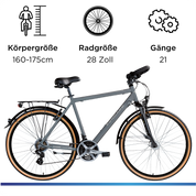 Zündapp T700 Trekkingrad Damen Herren, 21-Gang