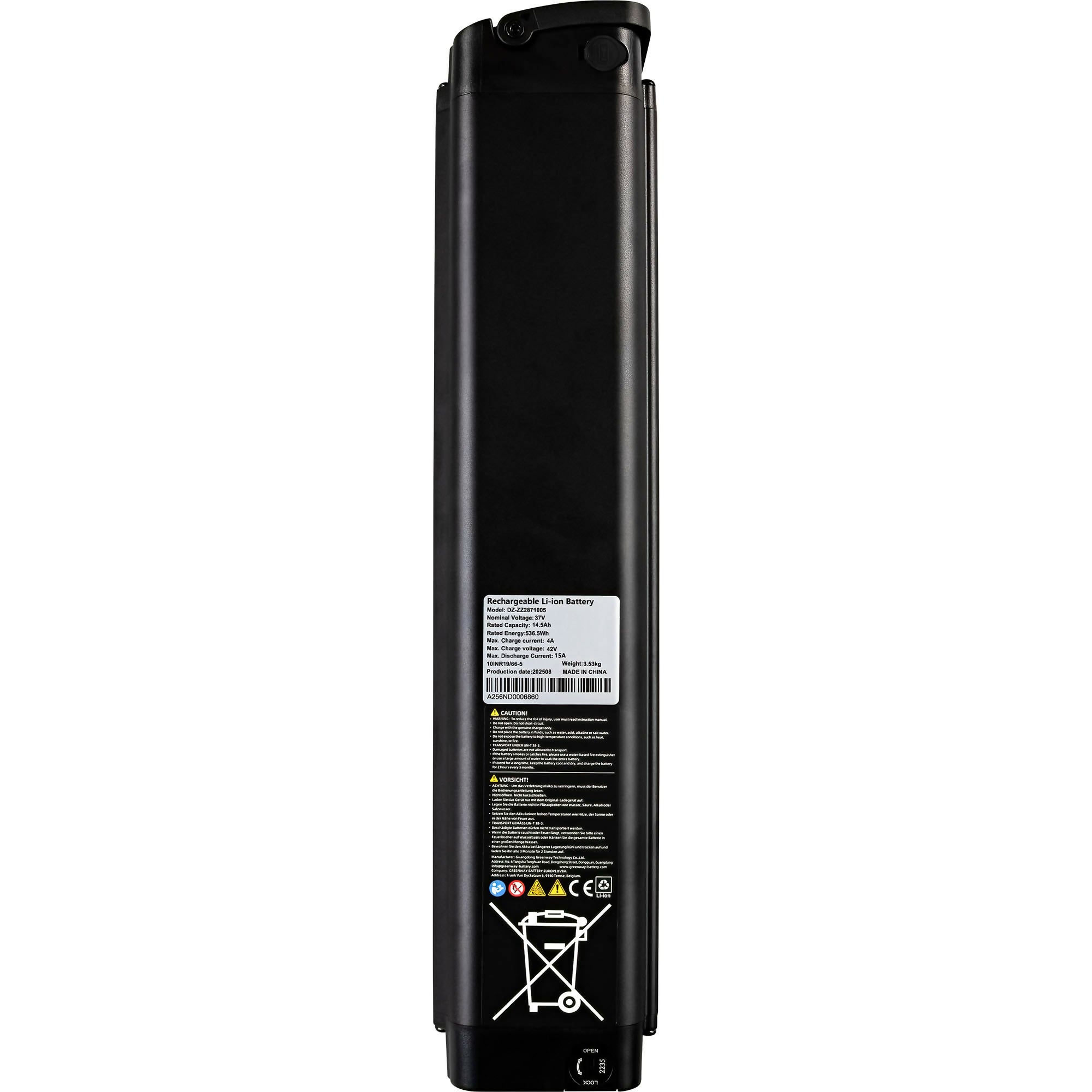 Greenway DZ-ZZ2871005 E-Bike Akku 37V 14,5Ah 536,5Wh