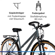 Zündapp T700 700c Trekkingrad Damen, 21-Gang, grau